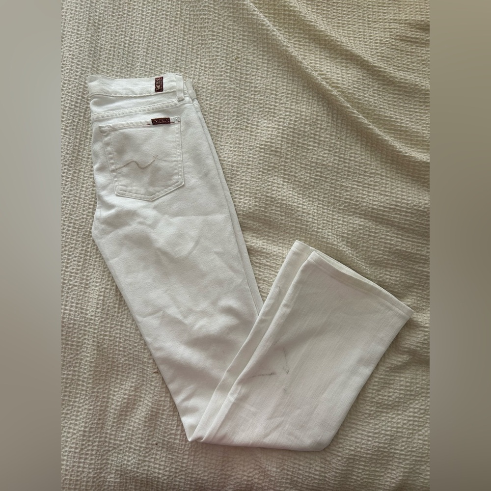7 for all mankind white bootcut jeans